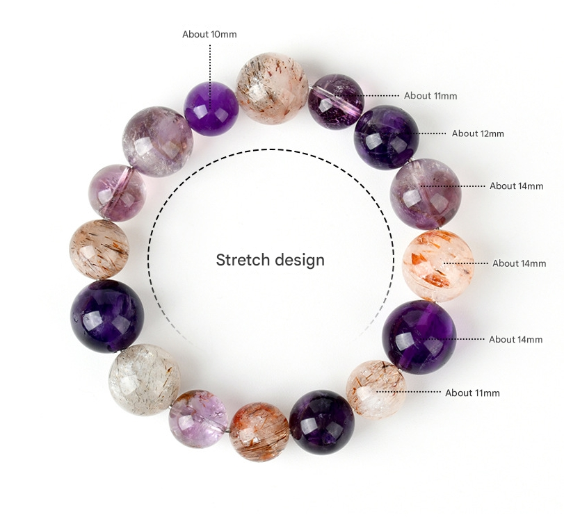Crystal Oracle Natural Amethyst Super Seven Crystal Bracelet – Purple Planet Energy Stone, Triple Chakra Healing Jewelry for Spiritual Meditation & Wealth Attraction