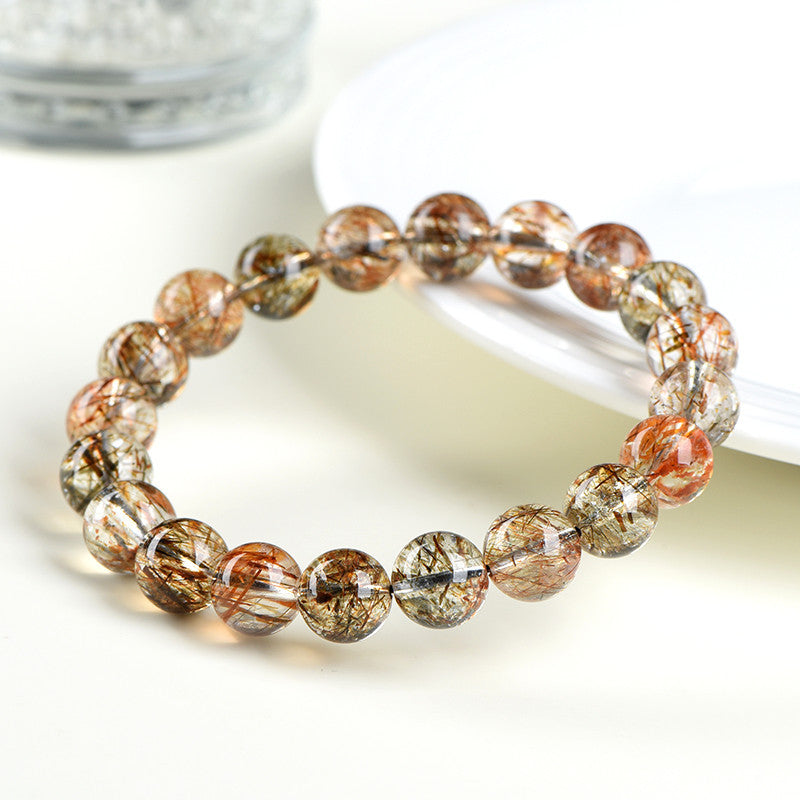 Crystal Oracle Natural 7A Grade Black Gold Super Seven Crystal Bracelet – Rare Energy Stone for Wealth & Spiritual Balance