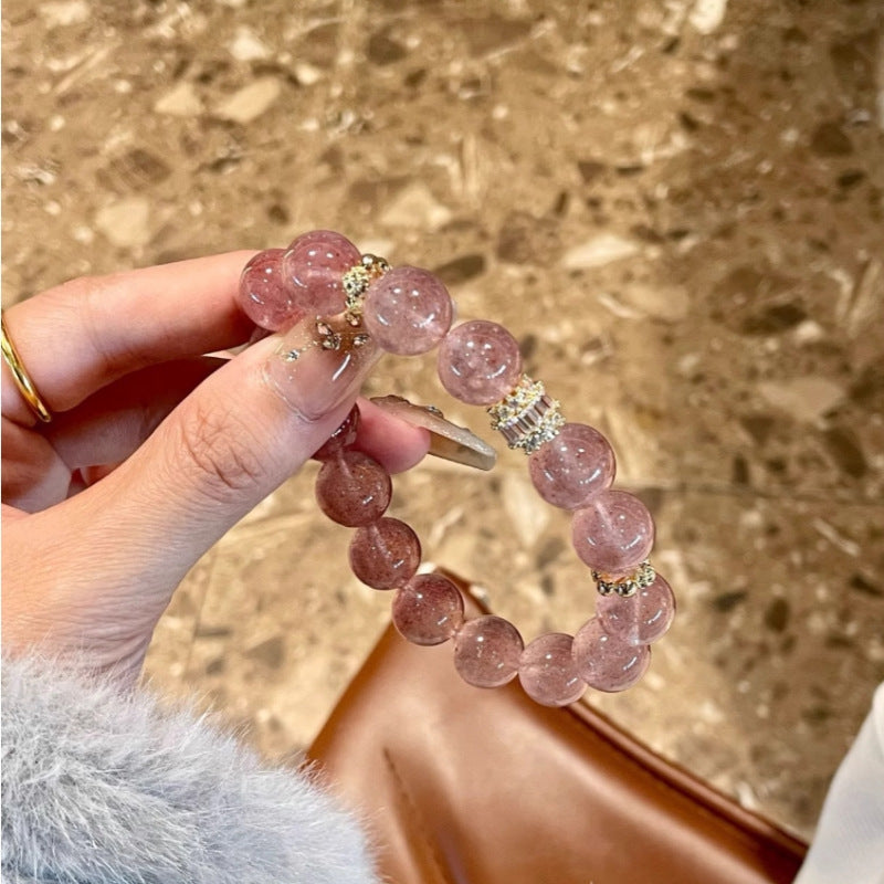 Crystal Oracle Natural Strawberry Quartz Bracelet – Love & Career Booster with Unique Beaded Design