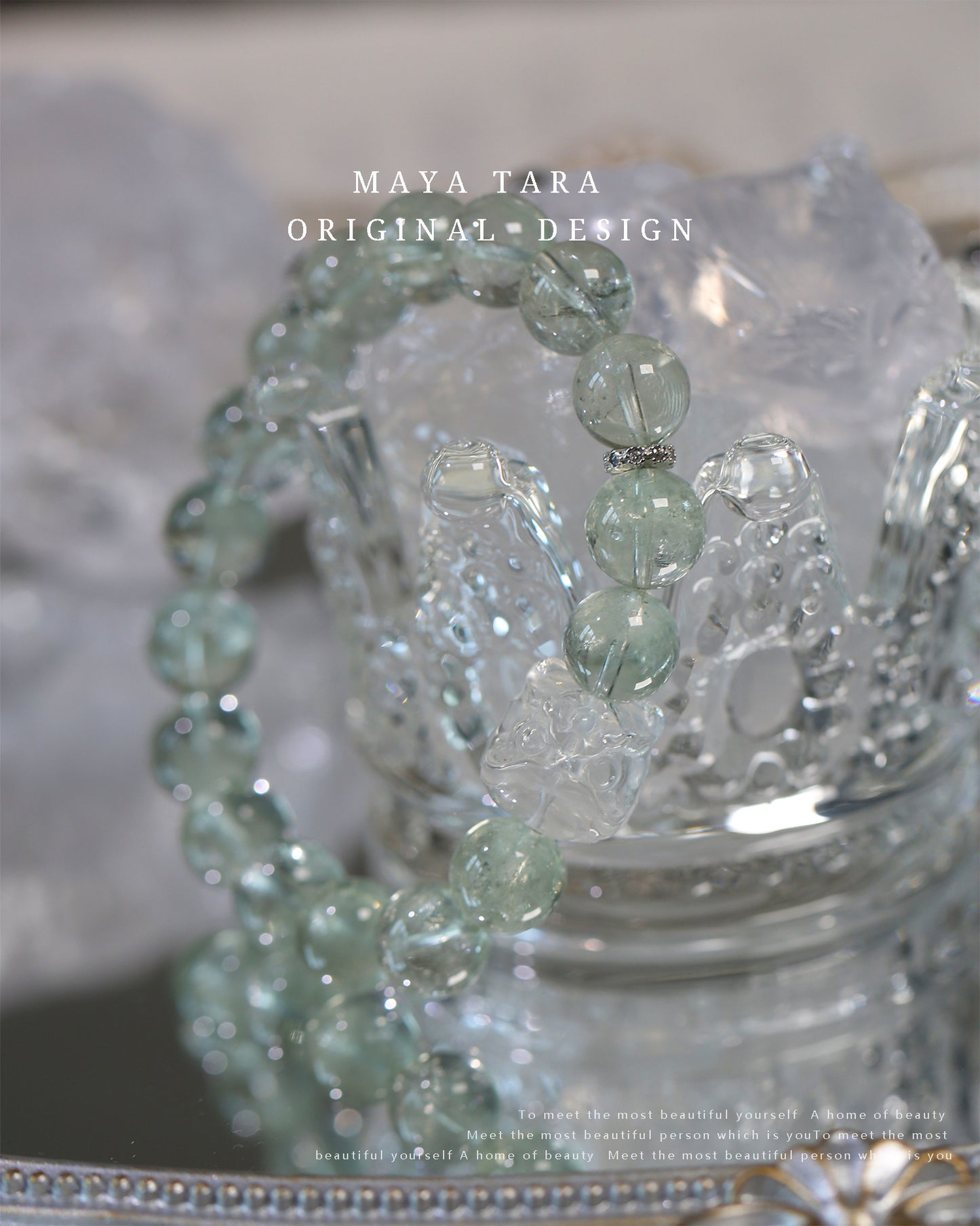 Natural Green Azeztulite Crystal Bracelet with White Quartz Lion Dance Bead – Rare Healing Jewelry for Harmony & Courage