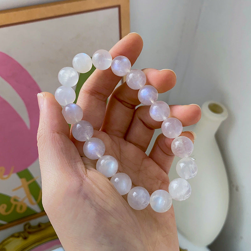 Crystal Oracle Original Design Natural Blue Moonstone Bracelet – Ethereal Adularescence for Emotional Healing & Spiritual Harmony