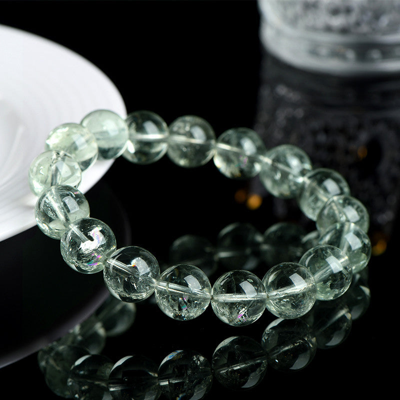 Crystal Oracle Natural Green Azeztulite Bracelet – Rainbow Crystal Energy Healing, 7A Grade Spiritual Green Quartz Jewelry for Women/Men