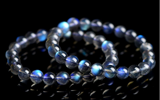 Crystal Oracle 7A Grade Gray Moonstone Bracelet "Lunar Insight" — Mystic Blue Sheen, Intuition Booster, Emotional Balance