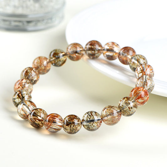 Crystal Oracle Natural 7A Grade Black Gold Super Seven Crystal Bracelet – Rare Energy Stone for Wealth & Spiritual Balance