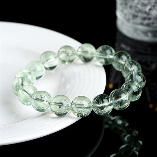 Crystal Oracle Natural Green Azeztulite Bracelet – Rainbow Crystal Energy Healing, 7A Grade Spiritual Green Quartz Jewelry for Women/Men