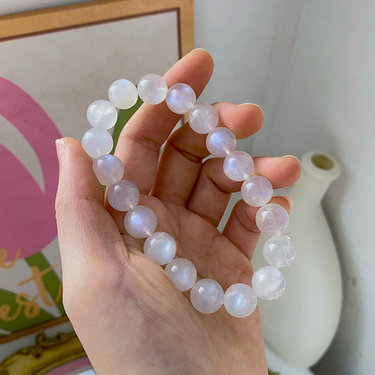 Crystal Oracle Original Design Natural Blue Moonstone Bracelet – Ethereal Adularescence for Emotional Healing & Spiritual Harmony