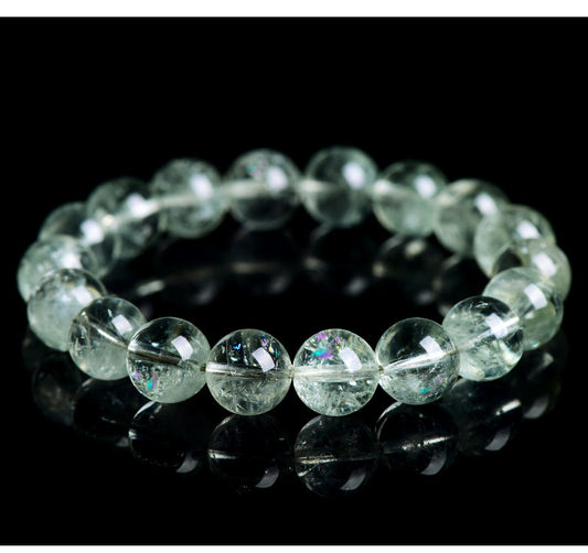 Crystal Oracle Natural Green Azeztulite Bracelet – Rainbow Crystal Energy Healing, 7A Grade Spiritual Green Quartz Jewelry for Women/Men