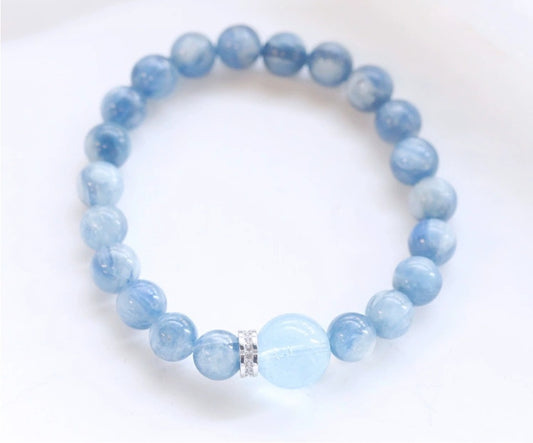 Crystal Oracle Museum-Grade Kyanite & Aquamarine Crystal Bracelet 8mm