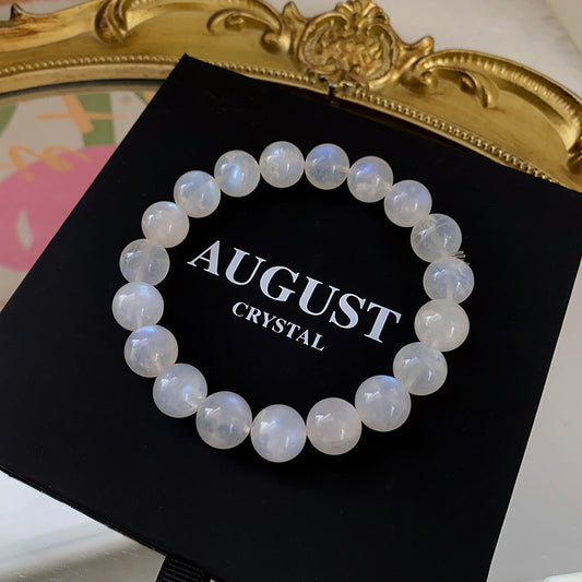 Crystal Oracle Original Design Natural Blue Moonstone Bracelet – Ethereal Adularescence for Emotional Healing & Spiritual Harmony