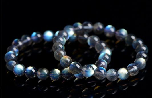 Crystal Oracle 7A Grade Gray Moonstone Bracelet "Lunar Insight" — Mystic Blue Sheen, Intuition Booster, Emotional Balance